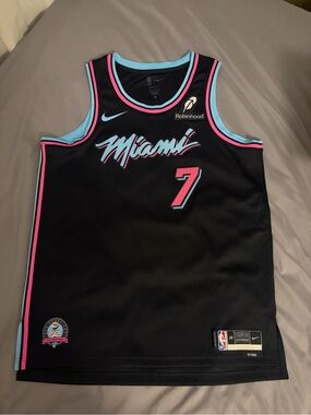 Nike Miami Heat Black Jersey Ware with Pink & Aqua Trim #7
